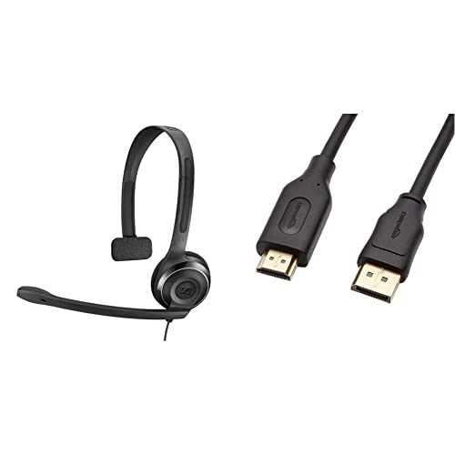 Sennheiser EPOS I PC 7 USB - Leichtes Einseitiges On-Ear Headset PC – Passives Mikrofon mit Rauschunterdrückung & Amazon Basics DisplayPort auf HDMI Kabel mit vergoldeten Steckern 1,8 m