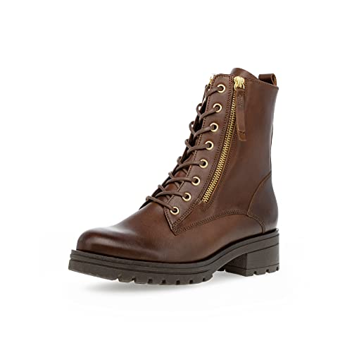 Gabor Damen Combat Boots, Frauen Stiefeletten,Wechselfußbett,Moderate Mehrweite (G),Winterstiefel,gefüttert,Sattel/EF(FL/Gold),39 EU / 6 UK im Sale