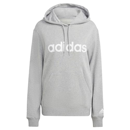 adidas IC6884 W LIN FT HD Sweatshirt Damen medium Grey Heather/White im Sale