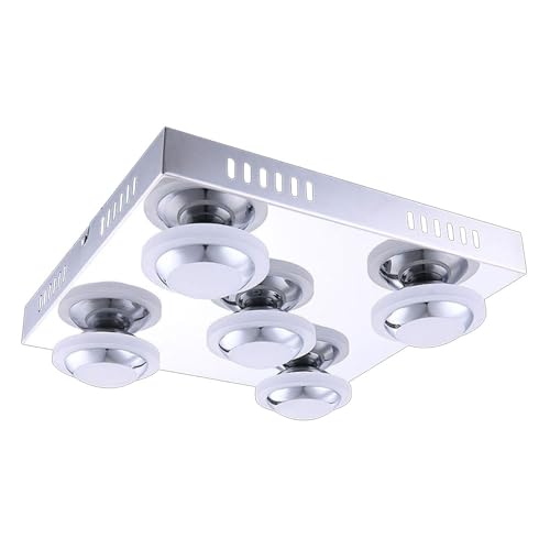 WOFI Deckenleuchte, 5-flammig Serie Carter 5 x LED / 4, 5 W, 30 x 9 x 30 cm, 3000 k, 400 lm, Energieeffizenzklasse A+, chrom 9589.05.01.0000 im Sale