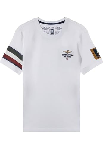 Aeronautica Militare T-Shirt Herren TS2230 T-Shirt Weiß Pilot Pfeile Tricolori, Weiß, 56 im Sale