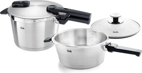 Fissler Vitaquick Premium / Schnellkochtopf-Set, 2-teilig (2 Schnellkochtöpfe mit Metalldeckel 3,5 + 6 Liter ,1 Zusatz-Glasdeckel) – Induktion im Sale