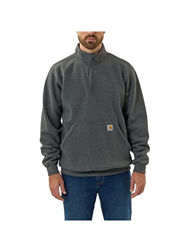 Carhartt Herren Sweatshirt mit Viertelreißverschluss und Stehkragen Arbeits-T-Shirt, Carbon Heatherr Gr. im Sale