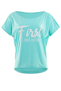 Thumbnail for WINSHAPE Damen Ultra Leichtes Modal-kurzarmshirt Mct002 Mit Weißem Glitzer-aufdruck „first Need Coffee” T-Shirt, Mint-weiss,  EU im Sale