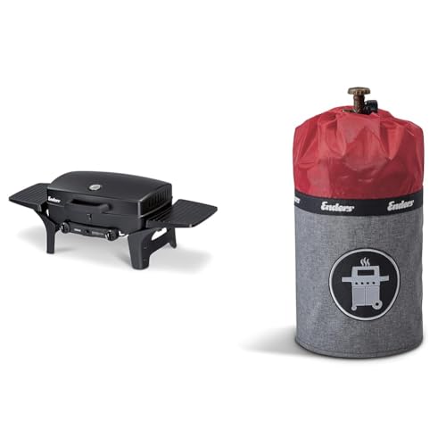 Enders Gasgrill URBAN, Tischgrill, Grillen-, Kochen- und Backen Funktion & Gasflaschenhülle Style Red 5114, Gasflasche Grill-Abdeckung 5 kg, Keine Rostränder durch Silikonfüße, feuerfest, UV-Schutz im Sale