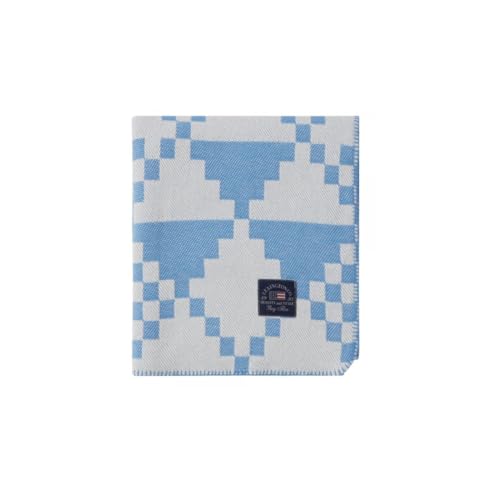 LEXINGTON Graphic Recycled Cotton Throw, White/Blue, 130x170