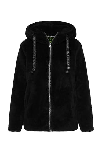 SOCCX Damen Kapuzenjacke im Sherpa-Look Black Xs im Sale