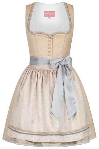 Krüger Dirndl Millefoglie 60cm Länge beige | Schlichtes Dirndl mit Knöpfen | Damen im Sale