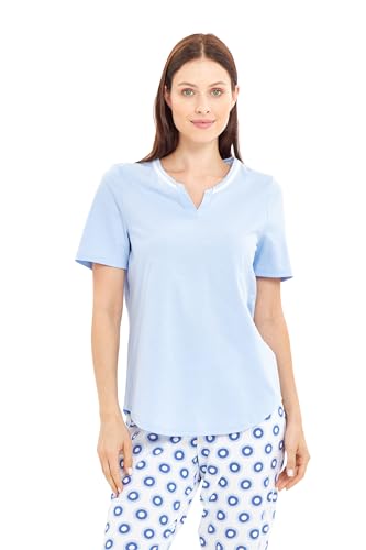 Rösch Pyjama mit Punktedruck Blau-Weiß 100% Baumwolle 1243058 48 16567 im Sale