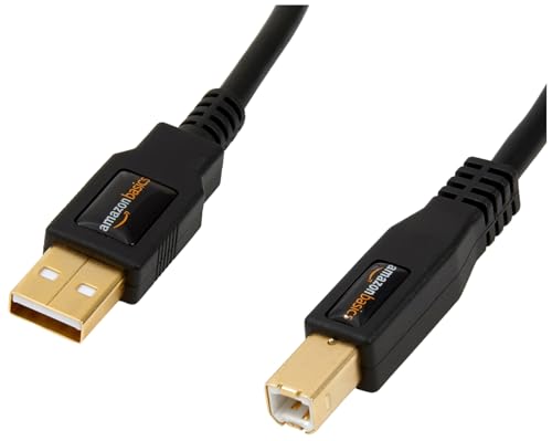 Amazon Basics PC045 USB 2.0-Druckerkabel USB-A Stecker auf USB-B Stecker, für Personal Computer, 4.8 m, Schwarz