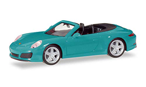 herpa 028844-002 Porsche 911 Carrera 2 Cabrio, miamiblau in Miniatur zum Basteln Sammeln und als Geschenk