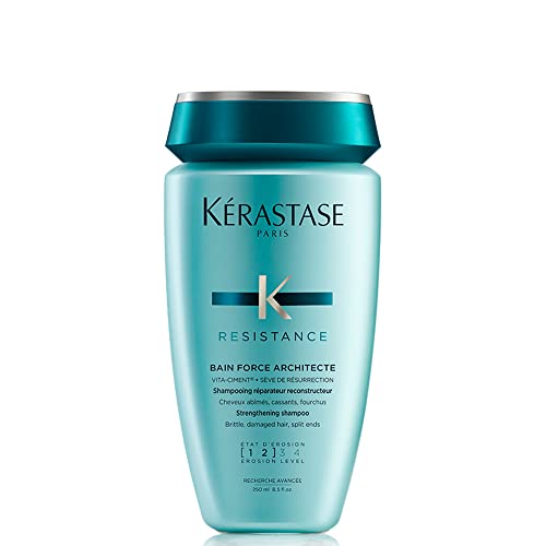 Kérastase Shampoo für geschädigtes und strapaziertes Haar, Regenerierendes und stärkendes Haarbad, Bain Force Architecte, Résistance, 250 ml