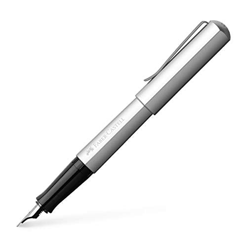 Faber-Castell 150511 - Füllerfederhalter Hexo, Feder F, Schaftfarbe silber, 1 Stück