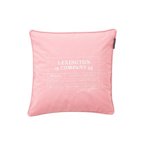 LEXINGTON [A] Logo Organic Cotton Canvas Pillow Cover, Pink/White, 50x50