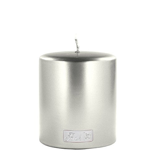 Fink - Candle/Stumpenkerze/Kerze - metallic/Stein - Silber - getaucht - Höhe 10 cm - Ø 8 cm im Sale