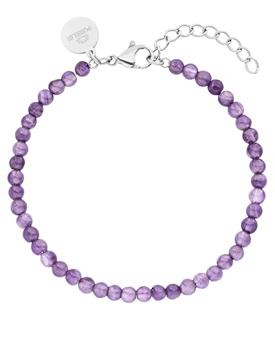 Purelei Amethyst Armband (Silber) – Elegantes, verspieltes Damen Armband – Edelstahl – Verstellbare Länge 16-19 cm – Hawaiianisch inspiriert & wasserfest im Sale