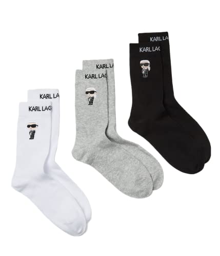 KARL LAGERFELD Herren K/Ikonik 2.0 Socken 3Er Pack, Schwarz/Weiß/Grau, 39-42 im Sale