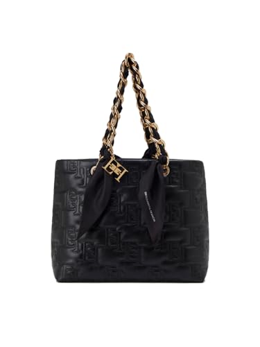 Elisabetta Franchi Shopper groß schwarz mit Kette Halstuch BS05A41E2 110 UNI, Schwarz im Sale