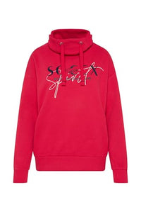 Thumbnail for SOCCX Damen Sweatshirt mit hohem Kragen und Logo Print Clear Red im Sale