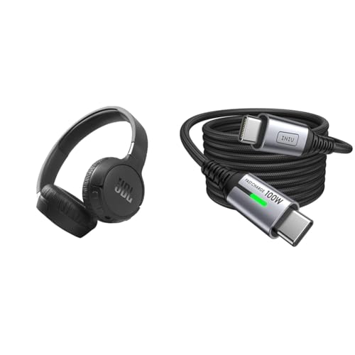 JBL Tune 660 BTNC On-Ear Active Noise Cancelling Kopfhörer Pure Bass Sound & INIU USB C Kabel, 100W [2m] PD3.0 Schnellladekabel USB C auf USB C im Sale