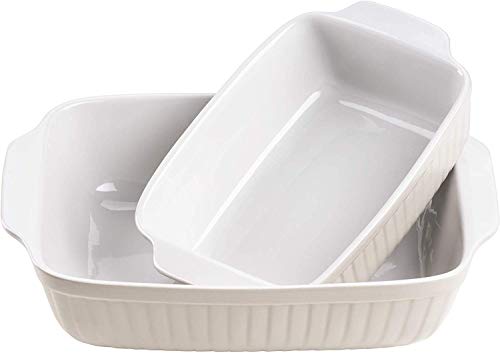 MÄSER 931137 Serie Kitchen Time, Auflaufformen rechteckig im 2er Set, eckige Ofenformen, ideal auch für Lasagne, kratz- und schnittfest, Keramik, 33 x 24 x 8 cm / 25,5 x 16 x 7 cm, Grau im Sale