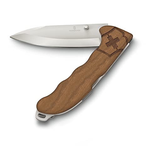 Victorinox Schweizer Taschenmesser Hunter Evoke Wood, Klappmesser mit Holzgriff, Outdoor, 4 Funktionen inkl. 10 cm Klinge und Daumenpin, Braun im Sale