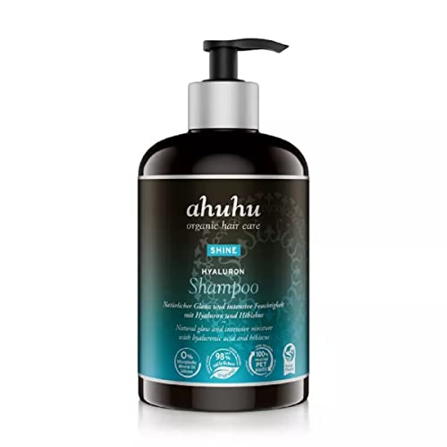 ahuhu SHINE Hyaluron Shampoo XXL (500 ml) – mildes Pflegeshampoo für strahlenden Glanz mit Hyaluron & Hibiskus Extrakt, ohne das Haar auszutrocknen, glättet Haaroberfläche, vegane Haarpflege