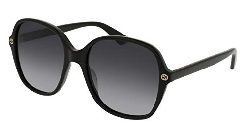 Gucci Damen GG0092S 001 Sonnenbrille, Schwarz (Black/Grey), 55 im Sale