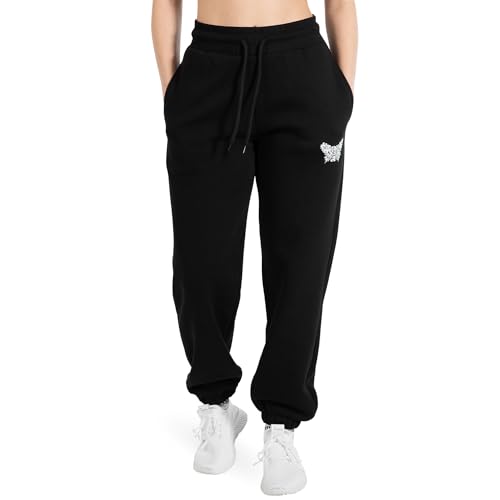 SMILODOX Jogginghose Damen Nala, Lange Hose im Oversize Fit mit normalem Bund und Tunnelzug, Trainingshose Sweatpants Damen weicher Baumwollstoff mit Print, Ideal für Sport und Freizeit im Sale