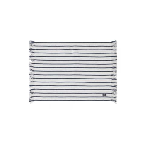 LEXINGTON Striped Recycled Cotton Placemat with Fringes, Navy/White, 40x50