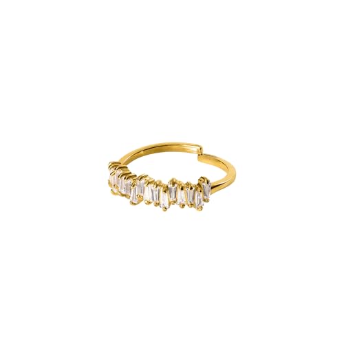 Purelei Powder Ring (Gold, Silber), Damen Ring Silber 18K vergoldet, Wasserfester Ring mit asymmetrischen Schmucksteinen, größenverstellbar, Geschenk für Damen (S/M, Gold) im Sale