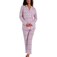 Thumbnail for Laura Ashley Women's Long Sleeve Notch Collar PJ Set (Pink Plaid, X-Large) im Sale