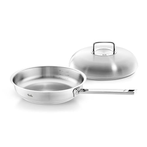 Fissler Original-Profi Collection / Edelstahl Pfannen-Set 2-teilig (Ø 28 cm) Stielpfanne unbeschichtet + Hochraum-Deckel - Induktion, Silber im Sale