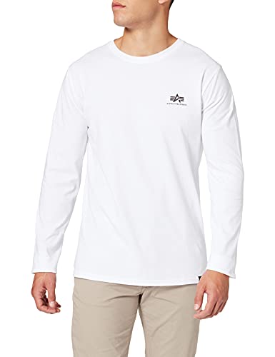 Alpha Industries Herren Back Print Heavy LS Longsleeve T-Shirt, White, im Sale