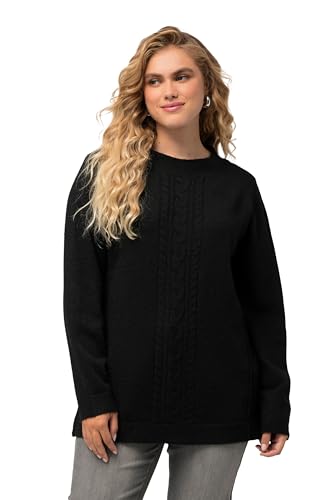 Ulla Popken Damen Cabel Strickpullover mit Mock Kragen Strickjacke, Offwhite, 56-58 im Sale