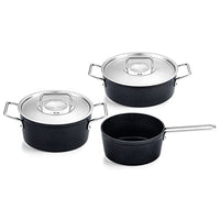 Thumbnail for Fissler Adamant / Aluminium-Kochtopfset, 3-teilig, Töpfe-beschichtet mit Metalldeckel, antihaftend (1 Kochtopf ,1 Bratentopf, 1 Stielkasserolle) - Induktion, Anthrazit