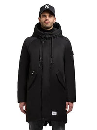 Thumbnail for khujo Herren warme Lange Wintejacke mit Magnet-Abdeckleiste und Verstellbarer großer Kapuze Anth-YM Black Gr. im Sale