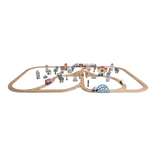 Little Dutch 4487 Holz Eisenbahn mit Schienen Starter Set XXL