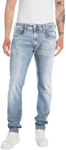 Replay Herren Jeans Anbass Slim-Fit Bio, Blau (Medium Blue 009), 34W / 32 im Sale