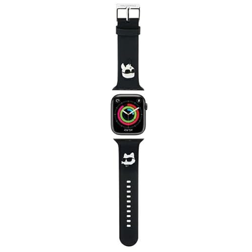 KARL LAGERFELD KLAWLSLKCNK Uhrenarmband für Apple Watch 42/44/45mm Schwarz Silicone strap 3D Rubber Karl&Choupette Heads im Sale