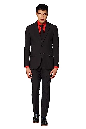 OppoSuits Herren Opposuits Solid Color Party Suits For Men – Black Knight Full Suit: Includes Pants, Jacket And Tie nneranzug, Black Kngiht, 56 EU im Sale