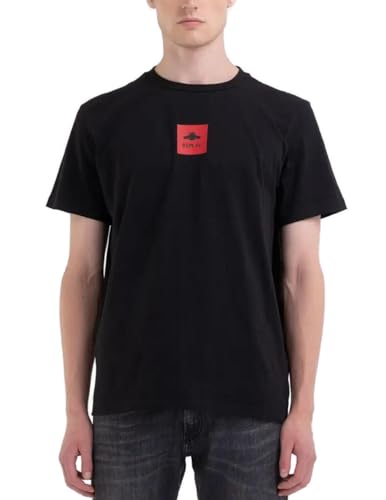 Replay Herren T-Shirt Kurzarm aus Baumwolle, Black 098 (Schwarz), im Sale