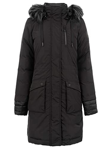 s’questo Damen Jacke Soquesto Winter Mantel Abnehmbare Kapuze 2-Wege Reißverschluss Eingriffstaschen squesto, Gr. 38, Schwarz