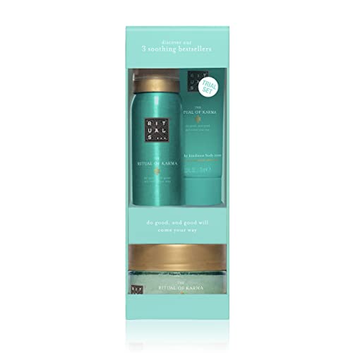 RITUALS Geschenkset von The Ritual of Karma, Probierset - Mit sommerlichem heiligem Lotus & weißem Tee - Feuchtigkeitsspendend, kühlend, blau, 3.0 stück, 0.77 pounds im Sale