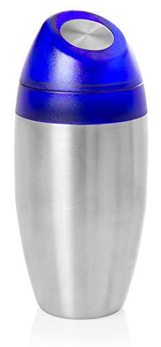 Wenco Cocktailshaker mit integriertem Barsieb und Deckel, Füllvolumen: 0,5 Liter, Rostfreier Edelstahl/Kunststoff, Silber/Blau, 516044