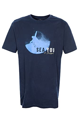 Kitaro T Shirt Herren Kurzarm Rundhalsausschnitt Baumwolle Extra Lang Tall, Farbe:marine (navy), Herrengrößen:5XT im Sale