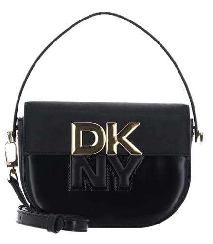 DKNY Women's Echo Small Flap Crossbody, Black/Gold im Sale