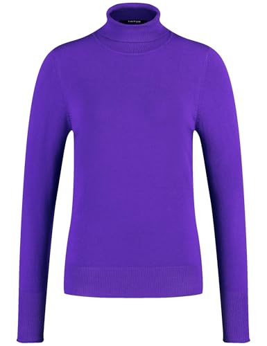 Taifun Damen Basic Pullover mit Rollkragen Langarm unifarben, Melange Bright Violet 42 im Sale