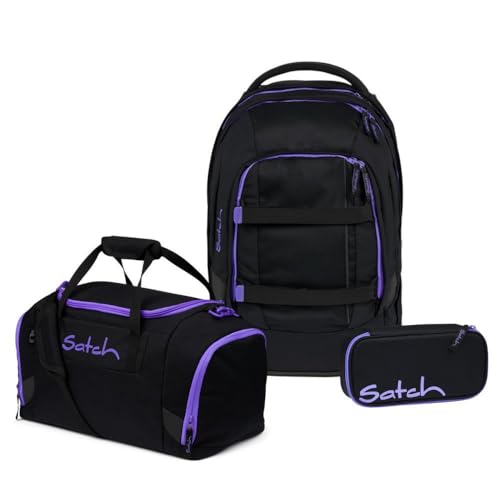 satch Pack Schulrucksack Set 3tlg. inkl. Schlamperbox und Sporttasche (Purple Phantom) im Sale