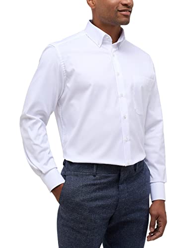 ETERNA Comfort Fit Cover Hemd Langarm Button Down Kragen Blickdicht weiß Größe 42 im Sale